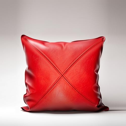 Royal Phoenix® Kissenbezug Nappa Rindsleder in Rot – Samtweich, Atmungsaktiv & Wasserabweisend – 40 x 40 cm – Reißverschluss