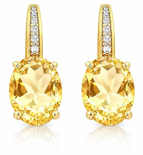 Cilla Jewels 925 Silber Ohrringe mit großen Citrine Stein