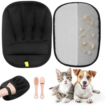 RIVANOSTORE 2-pack Upgraded Double- pet hair removal, Five-Finger Reusable Electrostatic Grooming Gloves for Dogs & Cats | pet hair glove, Bed, Couch,cat glove