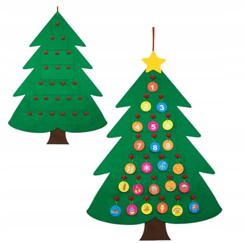 ZOLTA Adventskalender Filz Tannenbaum 90 cm mit 24 Taschen und DIY Deko – wiederverwendbarer Weihnachtsbaum aus Filz zum Befüllen mit Geschenken, Süßigkeiten und Überraschungen