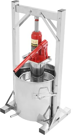 Mqwdxzfes 12L Hydraulische Obstweinpresse, 3T/6613 lbs Edelstahl Obstpresse mit Hydraulikzylinder, Manuell Fruchtpresse, Weinpresse Mostpresse Saftpresse für Trauben Beeren Kräuter Gemüse Säfte