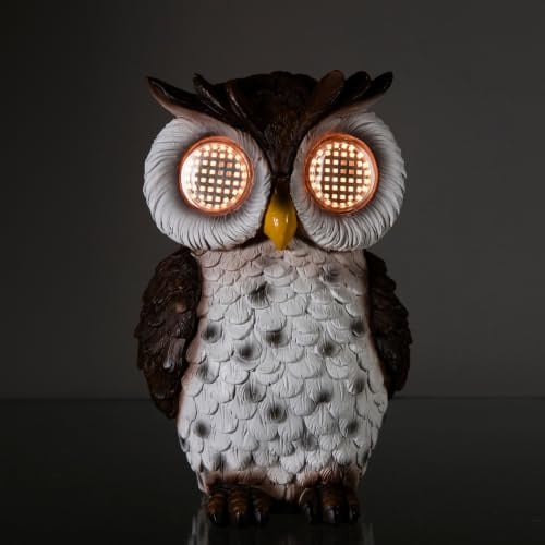 Premier 20cm Solar Eule Garten Ornament mit beweglichen LED Augen - Outdoor Deko Eule Licht Gartendeko