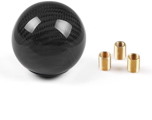 JFRKGMU 5/6 Speed Carbon Fiber Gear Shift Knob Round Ball Shape Manual Transmission Shifter Lever M8x1.25 M10x1 5 Car Gear Shift Knob(Ball Shape Black)