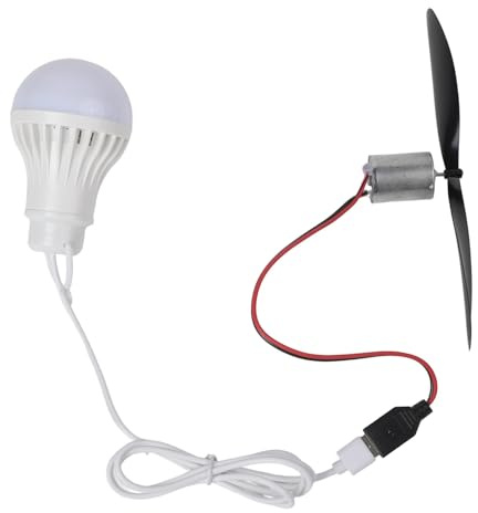 Getdoublerich Windturbinen-Generator-Kit mit 5 W USB-Licht, ABS-Metall-Propellermotor für Wissenschaftsunterricht, Dynamo-Nachtfahrten