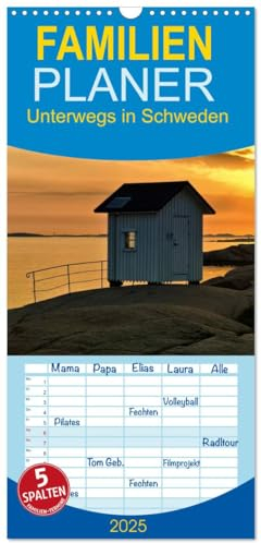 Familienplaner 2025 - Unterwegs in Schweden mit 5 Spalten (Wandkalender, 21 cm x 45 cm), CALVENDO: Schweden hautnah erleben (CALVENDO Orte)