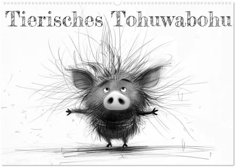 Tierisches Tohuwabohu (Wandkalender 2026 DIN A2 quer), CALVENDO Monatskalender: Pencil Sketch Drawings Kalender mit Tieren (CALVENDO Orte)