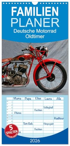 Familienplaner 2026 - Deutsche Motorrad Oldtimer mit 5 Spalten (Wandkalender, 21 cm x 45 cm), CALVENDO: Mechanische Legenden (CALVENDO Mobilitaet)