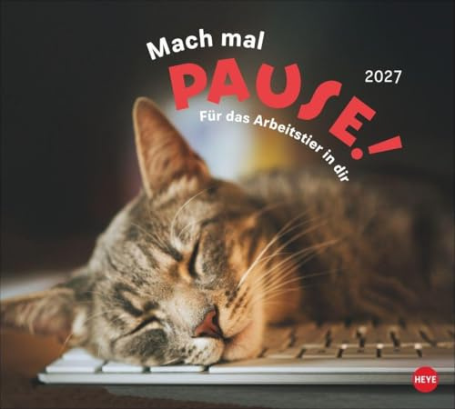 Mach mal Pause Bildkalender 2027: Flauschige Bürorebellen: Arbeitstiere und faule Katzen. Freche Sprüche und lustige Katzenfotos. Wandkalender. Format 30 x 27 cm