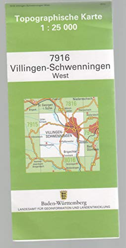 Topographische Karte Baden-Württemberg Villingen-Schwenningen, West: Mit UTM-Koordinaten bezogen auf d. WGS84/ETRS89