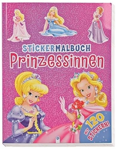Stickermalbuch Prinzessinnen, mit 120 Stickern, Sticker, Malbuch, Feen, Glitzer,