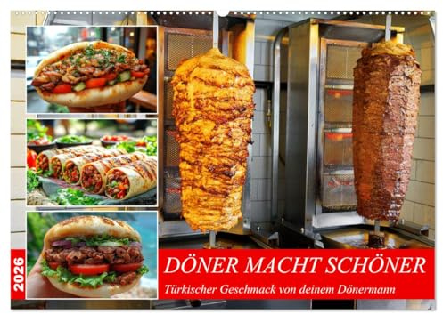 Döner macht schöner, türkischer Geschmack von deinem Dönermann (Wandkalender 2026 DIN A2 quer), CALVENDO Monatskalender: Döner Kalender mit Döner ... oder als Dönergeschenk. (CALVENDO Lifestyle)