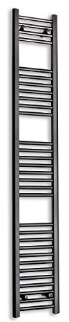 300mm Wide Black Heated Towel Rail Radiator Flat Ladder for Stylish Bathroom (1800mm High)