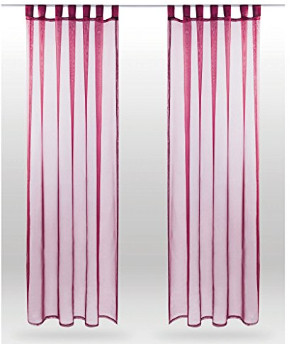 Bestlivings Schlaufenschal Noella, transparenter Dekoschal Voile b 140x l 145 cm 2er Pack, Wohnaccessoire in vielen erhältlich (Bordeaux - Beere/ohne Raffhalter)