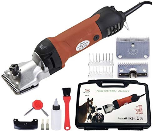 Folk Esquiladora peladora FL8B Caballo 500W Cabezal Lister Pro - Caballos, mulos, Perros, Gatos. Recomendada (C- Mas Cuchilla y Peine 3 mm)