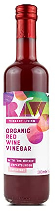 Raw Vibrant Living Organic Red Wine Vinegar with The Mother 500 ml, Pack of 12 - Unfiltered, Certified Organic, Rich Flavour