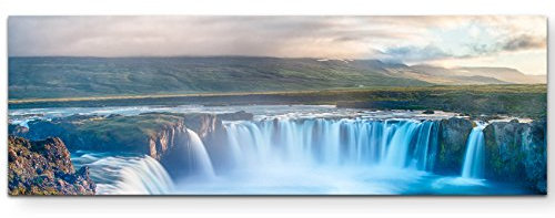 Paul Sinus Art Leinwandbilder | Bilder Leinwand 120x40cm wunderschöner Wasserfall auf Island