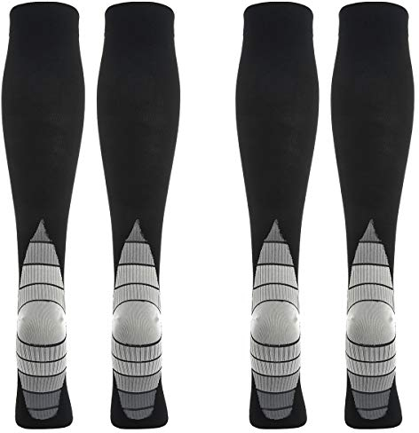 2 Paar Kompressionsstrümpfe Kniestrümpfe Stützstrümpfe Laufsocken für Damen & Herren, Sport, Laufen, Flug, Reisen, Schwangerschaft, Medizinische Kompressionssocken (M, Grau)