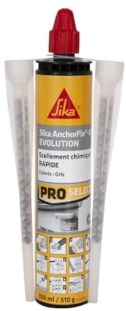 SIKA - Scellement chimique - Sika Anchorfix 01 Evolution Ton Pierre - Prise rapide - Int/Ext - Multi-matériaux - Fixation d'objets lourds - Scelle store, volet, portail, chauffe-eau, radiateur - 300ml