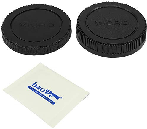 Haoge Camera Body Cap and Rear Lens Cap Cover for Olympus Panasonic BMPCC Micro Four Thirds MFT M4/3 M43 Mount Camera Lens Such as E-M1 II E-M5 E-M10 III Pen-F E-PL9 PENF GH5S G9 GH5 G80 G85 GX8 GX9