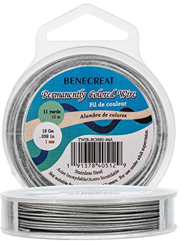 BENECREAT 10m 1mm 7-Strang Edelstahl Nylon beschichtet Handwerk Schmuck Perlen Draht Tiger Schwanz Perlen Draht für Halsketten Armbänder Ring