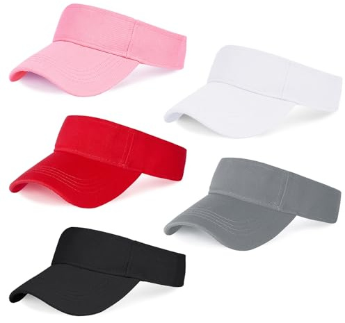 Marrywindix 5 Stück Sportbekleidung Athletic Visor Sun Sports Visor Hat Visor Adjustable Cap for Women and Men