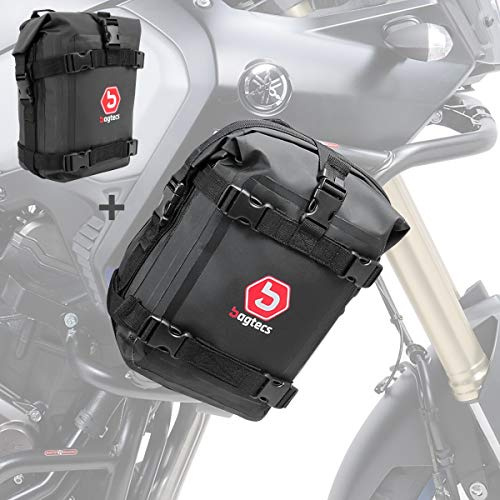 Bagtecs Crash Bar Bag Paar für Yamaha Tenere 700 K3, Motorradtasche, Motorradkoffer, 82862031, 6 Liter, Schwarz, Einfarbig, Weich, wasserdicht, Schnalle, Rahmenmontage, 30 cm x 20 cm x 11 cm