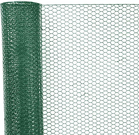 Sechskantgeflecht 25 m - 75cm hoch - Maschenweite 25mm - Materialstärke mit Beschichtung 0,7mm - Kaninchendraht Hasendraht Kleintier Volierendraht Tiergehege - Grün Gitterzaun Zaun Drahtzaun