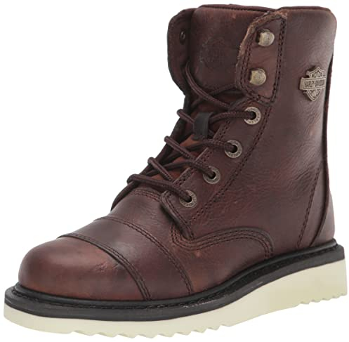 HARLEY-DAVIDSON FOOTWEAR Marconi - Stivale da moto da donna con cuciture in pizzo, Marrone, 42 EU