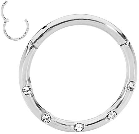 365 Sleepers (10mm) Titan 1,2 mm Segment Nasenring Kristall Hoop Knorpelohrring Septum Clicker Klappbarer Lippen Conch Daith Helix Rook Tragus Lobe Snug Piercing Schmuck