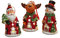 Set of 3 Led Hanging Christmas Tree Ornaments Santa Reindeer Snowman Ceramic