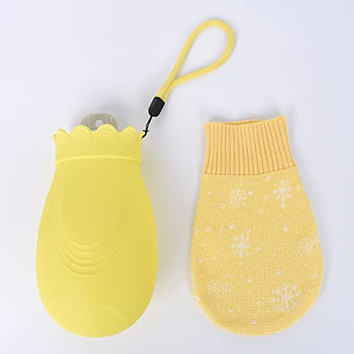 LZHLMCL Bouillotte Noel Bouillotte Silicone Injection D'Eau Bouillotte Adulte Et Enfant Bouillotte Hiver Femme Cadeau Jaune 400Ml