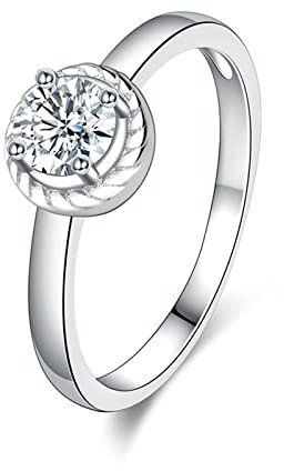 Musihy Ring Zirkonia, Ringe Frauen Solitär Ring Zirkonring Zirkonia Weiß Ringgröße 51 Frauen Geschenk