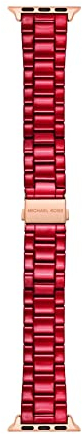Michael Kors Armband für Apple Watch; Edelstahl-Smartwatch-Armbänder für Damen; kompatibel mit Apple Watch 38 mm, 40 mm, 41 mm, Rot und Rosa, One Size
