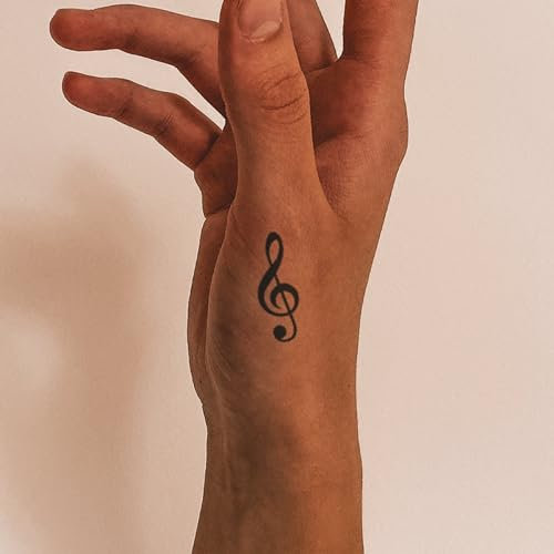 Inkster Tattoo - Violinschlüssel Tattoo | Temporäres Tattoo mit EU-Kosmetikzertifizierung - das Original | wasserfest + vegan | revolutionäres 2-Wochen-Tattoo | Klebetattoos + Fake Tattoos
