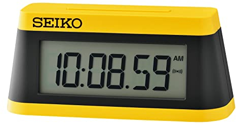Seiko Clocks Wecker LCD QHL091Y, eckig, Gelb-schwarz