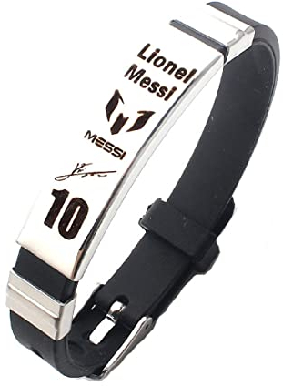 Messi Fußballstern-Lederarmband, Armband, Party, Sportarmband für Männer und Frauen, 23 cm, Leder