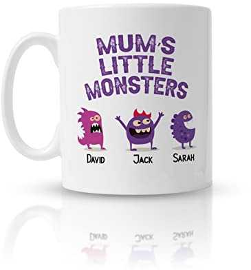 Pink Positive Personalised Mummy mug | Personalised Mothers Day Gift | This Mum Belongs To Novelty Mugs | Funny mothers day gift | Best mom mother birthday mam (Monsters)