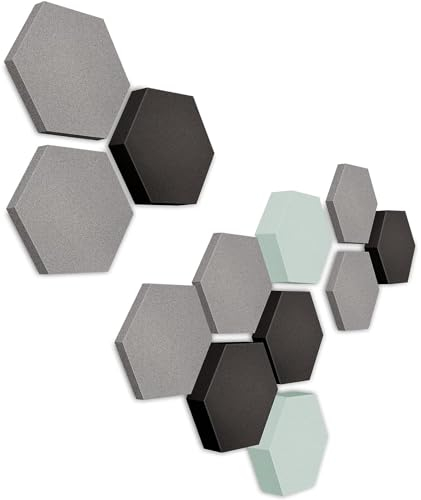platino24 Akustikpaneele 12 Elemente Edition LOFT 3D I Ø 300mm Akustikplatten Schalldämmung Wand & Decke I Akustikschaum Schall-Absorber aus Basotect 30-70mm mit farbiger Akustikbeschichtung