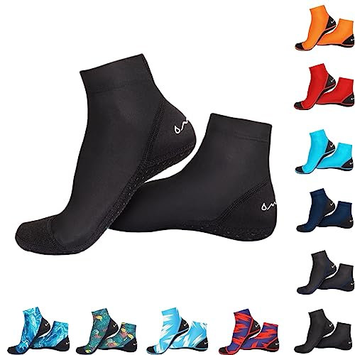 OMGear Wassersocken, Strand-Volleyball-Socken, sanddicht, dehnbar, schnell trocknend, Schwimmsocken, Aquaschuhe, Erwachsene, Jugendliche, Tauchsocken für Sand, Fußball, Kajak (schwarz02, S)