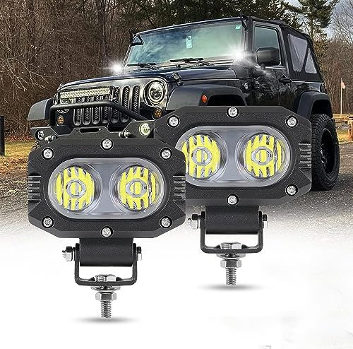 BraveWAY Phare de Travail LED 4 Pouces 80W 9600LM Projecteur Phares Longue Portee LED Moto 4x4 Antibrouillard LED Feux Additionnel Barre pour Moto, Voiture, Tracteur, Camion, SUV, Bâteau, Caravane
