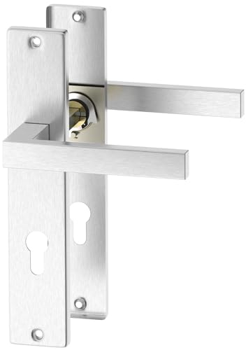 ERGO line CUBE Edelstahl Türbeschlag Türgriff PZ - Profilzylinder Set Langschild Drückergarnitur, Türbeschlag, Türklinke, Türdrücker