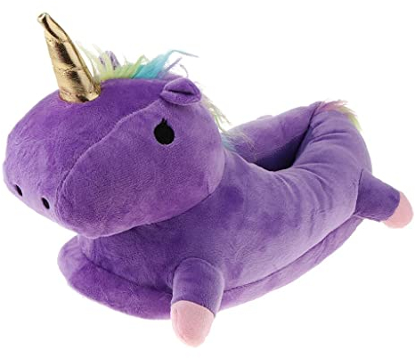 Paowsietiviity Niedliche Plüsch Tier Einhorn Slipper Indoor Home Winter Slipper Haus Schuhe Lila, violett, Medium