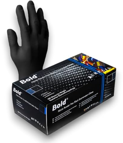 Generic 100 Black Bold Nitrile Gloves - Premium Strength, Latex-Free, Powder-Free - Ideal for Cleaning, Tattooing, Hairdressing, Automotive and More (Large)