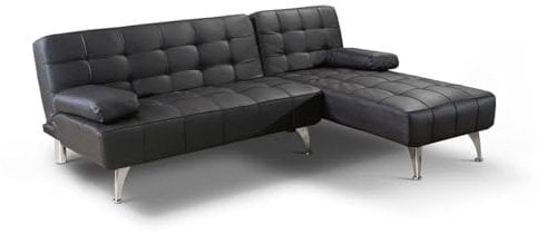 S & S Saldos y Stocks Sofa Cama Chaise Longue XS 198cm Negro en Polipiel