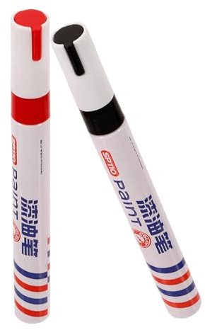 Tofficu Wasserfeste Grabstein Beschriftungsstifte, 2 StüCk (Rot + Schwarz), PräZise Und Langlebig, Ideal FüR Grabsteininschriften, 14.5 Cm, 50 G