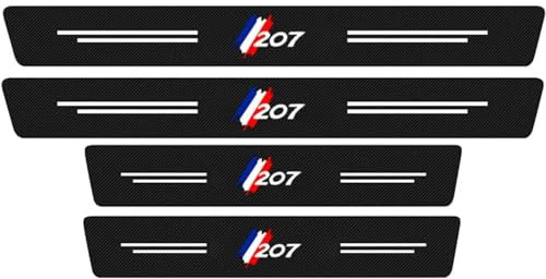 OZWALN 4 Pièces Voiture Autocollant de Protection de Seuil Porte pour Peugeot 207 Fiber de Carbone Plinthes Plaques Seuil Porte