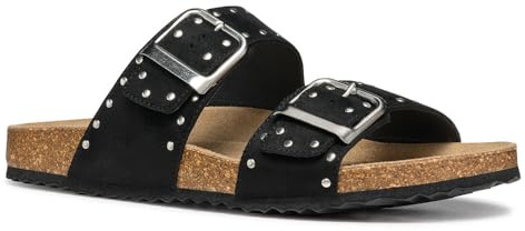 Geox Women's D BRIONIA R I Flat Sandal, Black, 4 UK