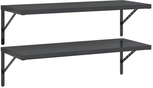 vidaXL Wandregale 2 STK. 100x40 cm Schwarz Edelstahl