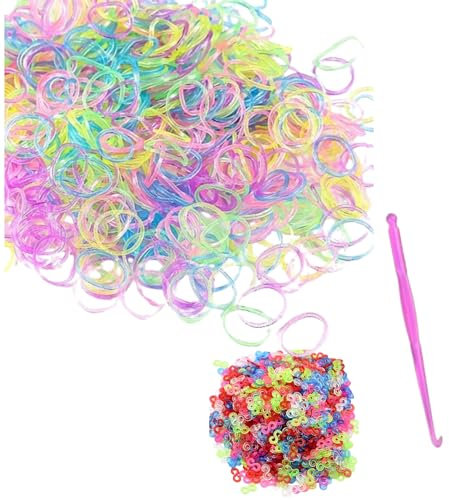DasKid 600+ Glow in Dark Loom Bands Refill Pack with Tool and Colorful Connectors Art Craft Refills for DIY Bracelet Making Refill Kit (600+)