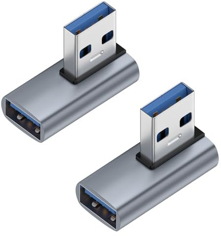 SHUBEIEUMI 2 Pièces Adaptateur USB 3.1 90 Degrés, Adaptateurs OTG d'angle USB, 90 Degrés à Angle Droit Mâle à Femelle Adaptateur, USB Coupleur pour PC, Ordinateur Portable, Téléviseur et Plus Encore